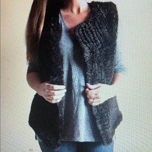 NANETTE LEPORE faux fur & sweater knit vest MED black